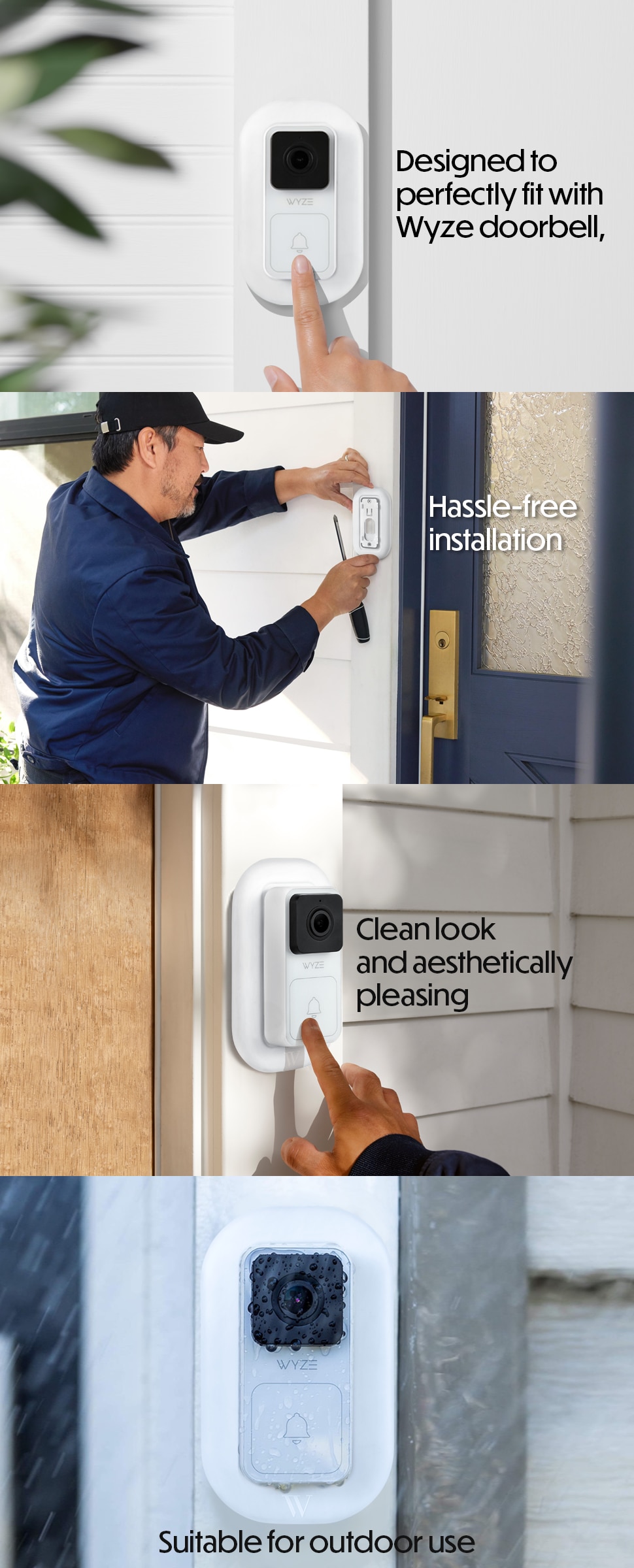 Wasserstein Wall Plate Compatible With Wyze Video Doorbell Weather Resistant Wyze Video